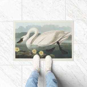 Vintage Audubon White Swan Seerose Kunst Fußmatte