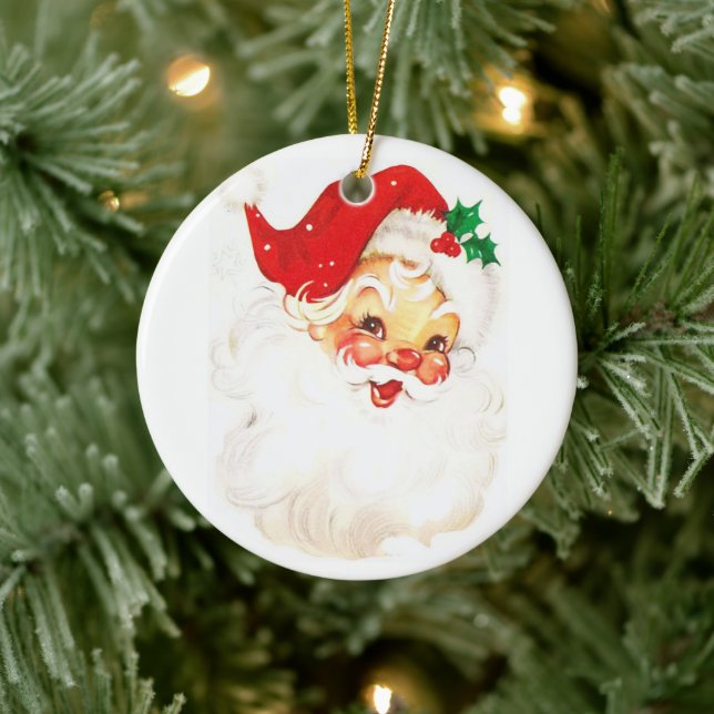 Vintage Aufführung des Weihnachtsmanns Keramik Ornament (Baum)