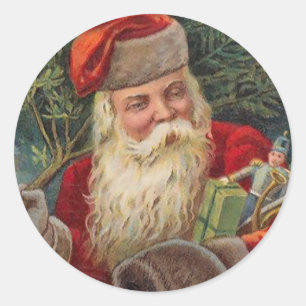Vintage-Aufkleber eines deutschen Weihnachtsmanns Runder Aufkleber