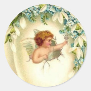 Vintage-Aufkleber Engel Runder Aufkleber
