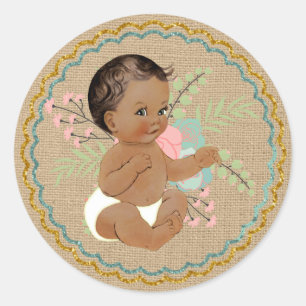 Vintage-Aufkleber für afroamerikanische Babys Runder Aufkleber
