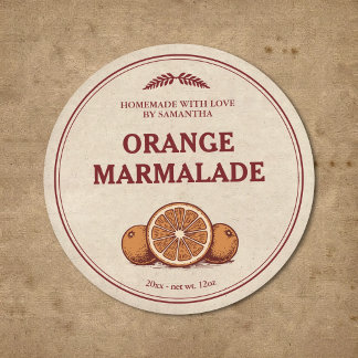 Vintage Aufkleber für selbstgemachte Orangenmarmel