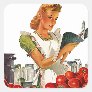 Vintage-Aufkleber-Geschenk-Einmachen-Tomaten-Sauce Quadratischer Aufkleber