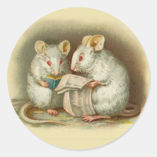 Vintage Aufkleber, Mäuse Runder Aufkleber (Vorderseite)