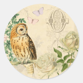 Vintage Aufkleber mit floralen Eulen und wundersch