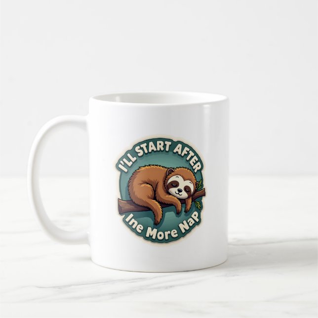 Vintage-Aufschieberitis-Faultier Lustiges Student- Kaffeetasse (Links)