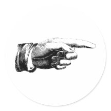 Vintage-Aufwärtszeigefinger schwarz-weißer Aufkleb