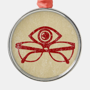 Vintage-Auge & Brille Silbernes Ornament