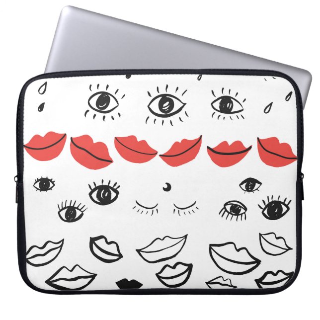 Vintage Augen, rote Lippen. Laptopschutzhülle (Vorderseite)