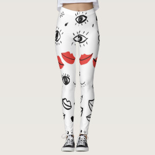 Vintage Augen, rote Lippen. Leggings