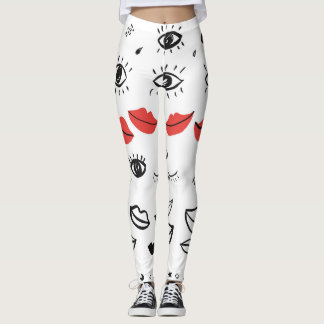 Vintage Augen, rote Lippen. Leggings