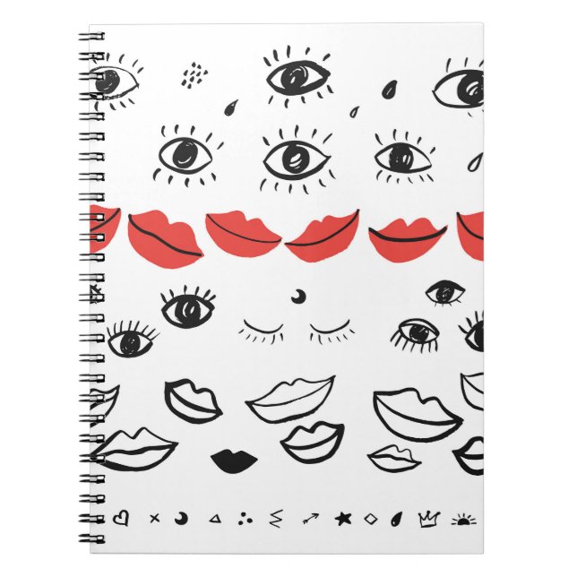 Vintage Augen, rote Lippen. Notizblock (Vorderseite)