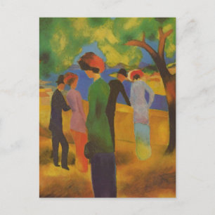 Vintage August Macke Dame in einem grünen Mantel Postkarte