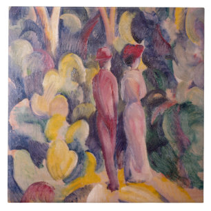 Vintage August Macke Paar auf dem Waldweg Fliese