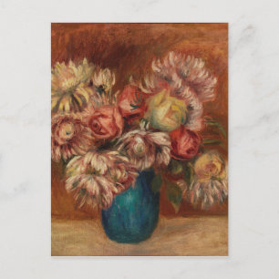 Vintage Auguste Renoir Blumen in einer grünen Vase Feiertagspostkarte