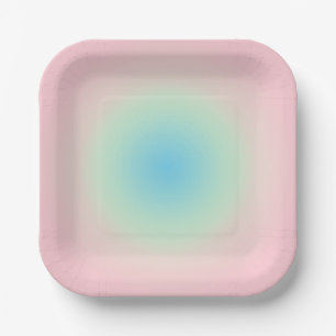 Vintage Aura Blau Rosa Farbverlauf Ombre Pappteller