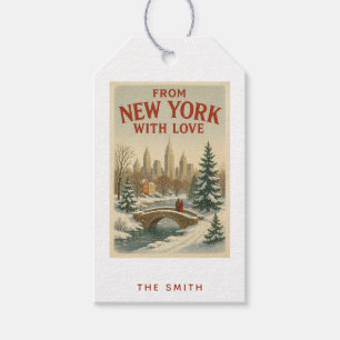 Vintage aus New York mit Liebe Weihnachten Geschenkanhänger
