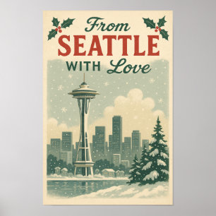 Vintage „Aus Seattle mit Liebe“ Feiertage Poster