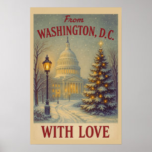 Vintage aus Washington, DC mit Liebe Weihnachten Poster