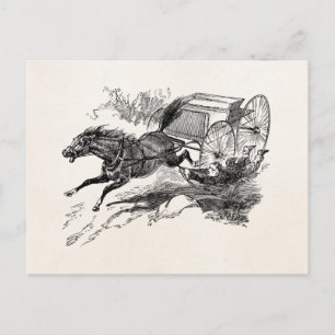 Vintage ausgebrochenes Pferd mit Karren 1800er Ret Postkarte