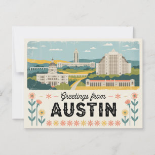 Vintage Austin Postkarte Grüße aus Austin