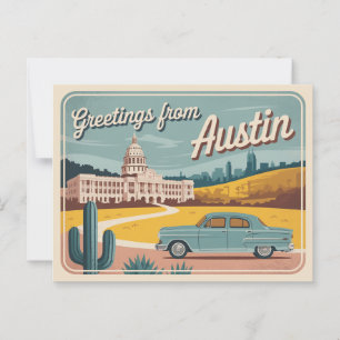 Vintage Austin Postkarte Grüße aus Austin