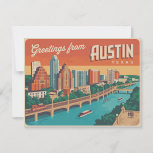 Vintage Austin Postkarte Grüße aus Austin