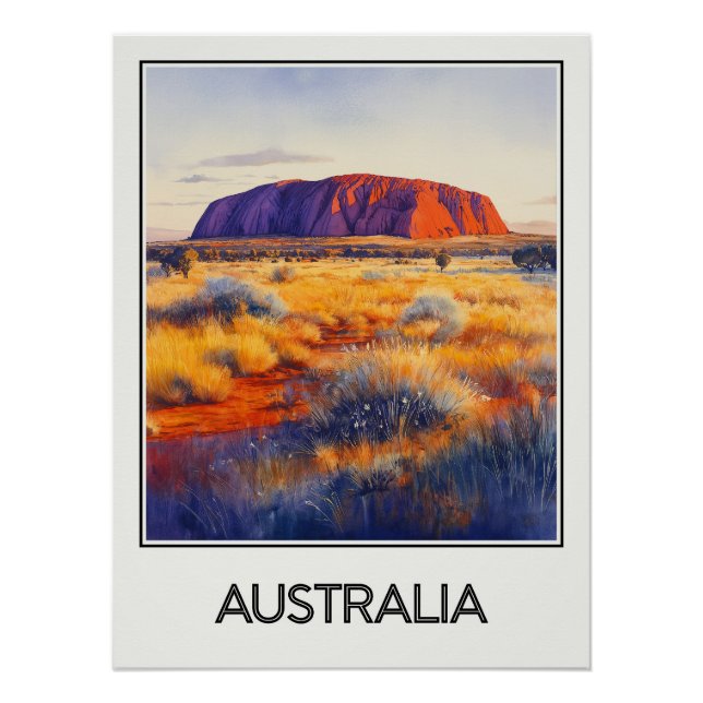 Vintage Australia, Majestät von Uluru Poster (Vorderseite)