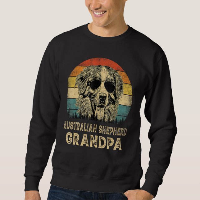 Vintage Australian Shepherd Grandpa Dog  Father s  Sweatshirt (Vorderseite)
