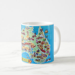 Vintage Australien Karte Postkarten Tasse
