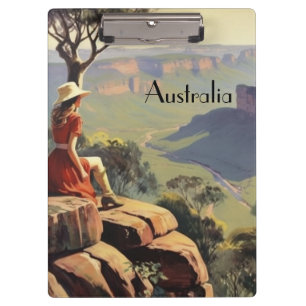 Vintage Australien Outback Canyon Reiseplakat Kuns Klemmbrett