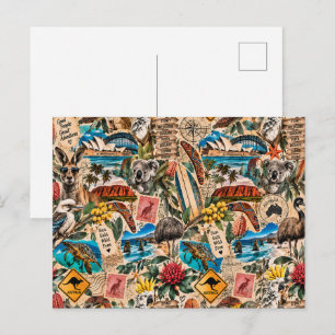 Vintage Australien Reise Scrapbook Collage Postkarte