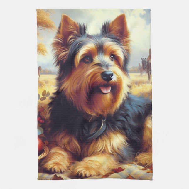Vintage australische Terrier-Malerei Geschirrtuch (Vertikal)