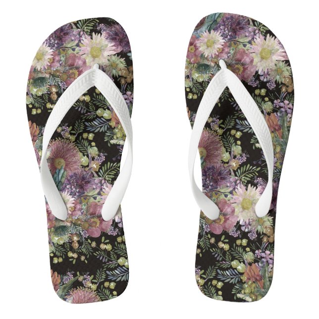 Vintage australische Wildblumen Flip Flops (Fußbett)