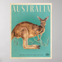 Vintage-Australisches-Känguru-Reiseposter
