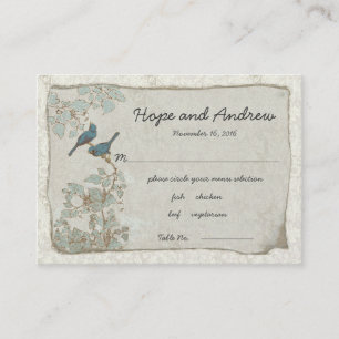 Vintage Auswahl des Aquamarinen Blue Love Vogelmen Platzkarte