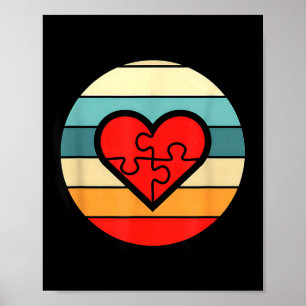 Vintage-Autismus-Bewusstsein-Puzzleartherz-Symbol  Poster