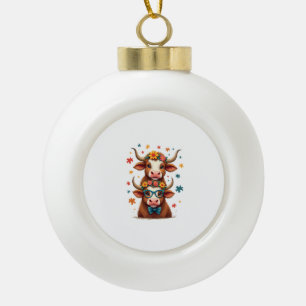 Vintage-Autismus-Hochland-Kuh-Trio-Lustige-Kuh Keramik Kugel-Ornament