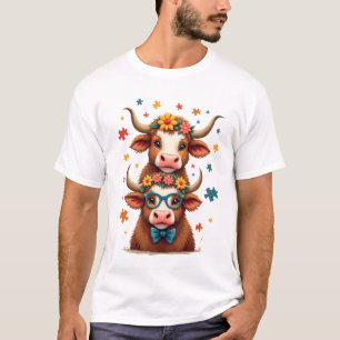 Vintage-Autismus-Hochlandkuh-Trio-Lustige Kuh T-Shirt