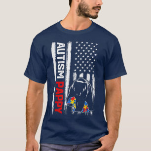 Vintage-Autismus-Pappy-Bär-Amerikanische-Flagge-Be T-Shirt