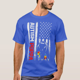 Vintage-Autismus-Poppa-Bär-Amerikanische-Flagge-Be T-Shirt