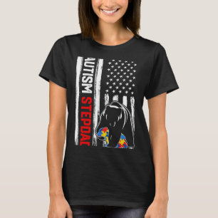 Vintage-Autismus-Stiefvater-Bär Amerikanische Flag T-Shirt