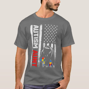 Vintage Autismus Tante Bär Amerikanisches Flaggenb T-Shirt