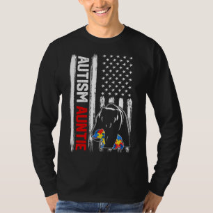 Vintage Autismus Tante Bär Amerikanisches Flaggenb T-Shirt