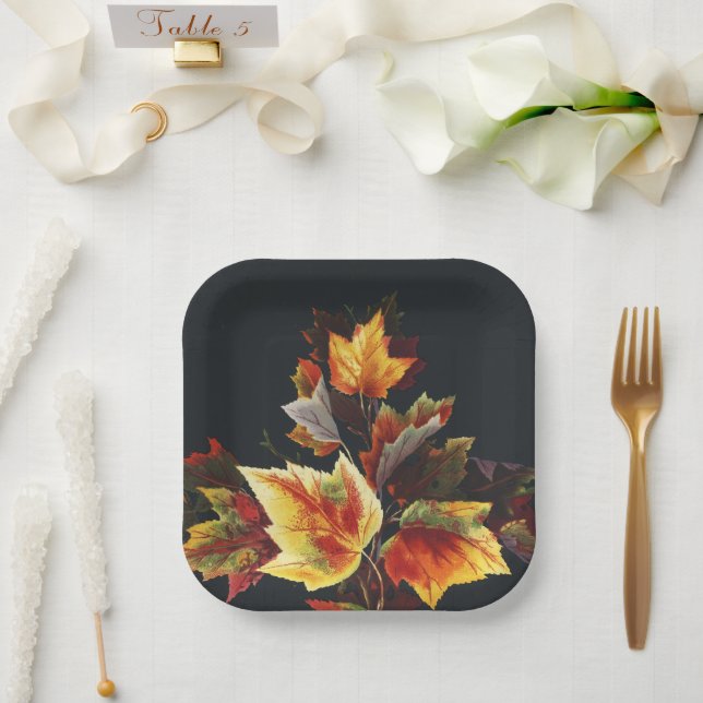 Vintage Autmn Leaf Motif Pappteller (Hochzeit)