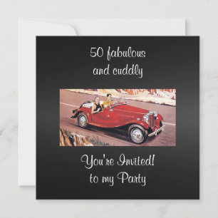 Vintage-Auto 50 Fabelhafte und kuschelige Geburtst Einladung