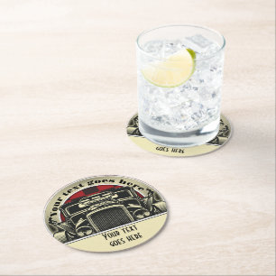 Vintage Auto anpassen Runder Pappuntersetzer