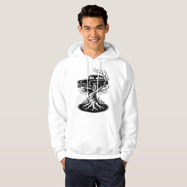 Vintage-Auto-Baum-Tattoo-Flash-Design Hoodie (Vorne ganz)