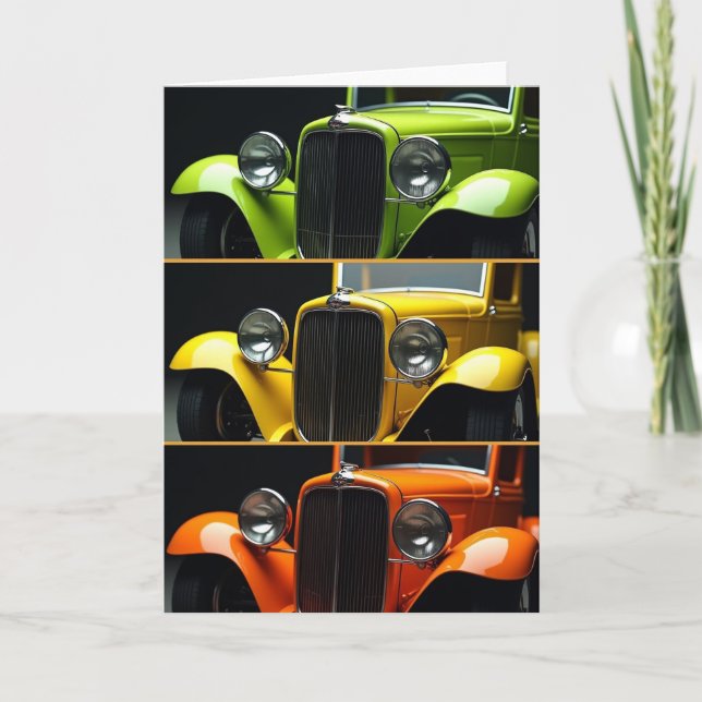 Vintage-Auto-Blumen-Vatertagskarte Karte (Vorderseite)