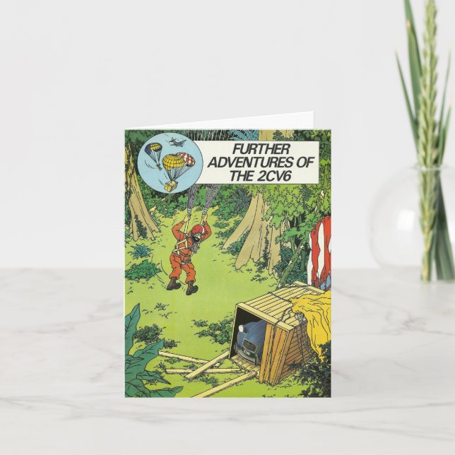 Vintage Auto Grüße Karte | Citroen 2cv | Französis (Vorderseite)